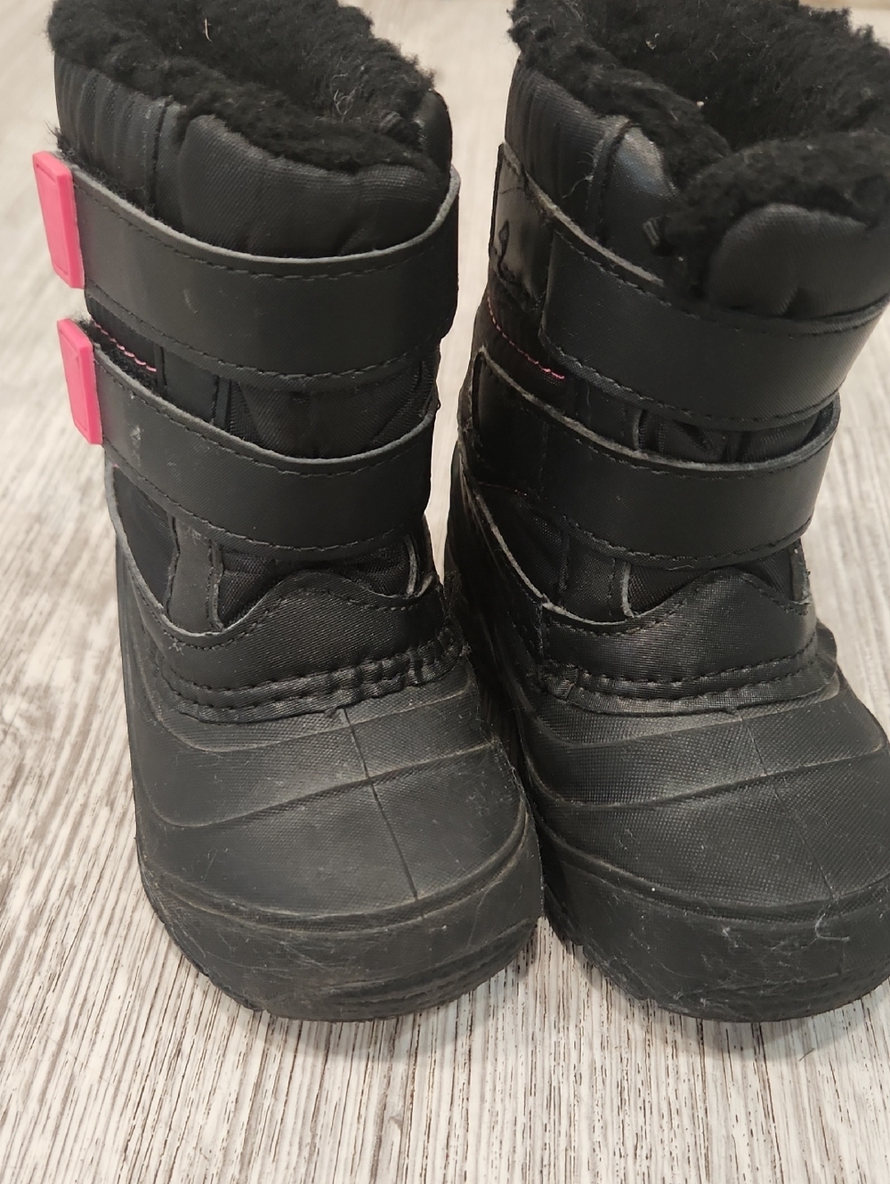 wonder nation Black Kids Snow Boots with Pink Accents
